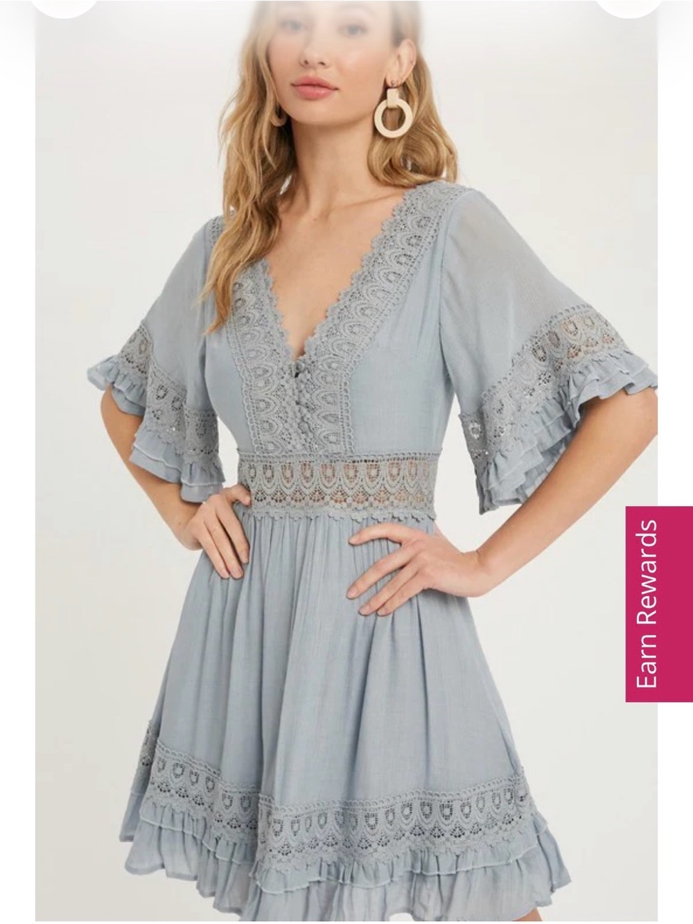 Bluivy Light Blue Lace-Trim Midi Dress ptp 19.5 length 35